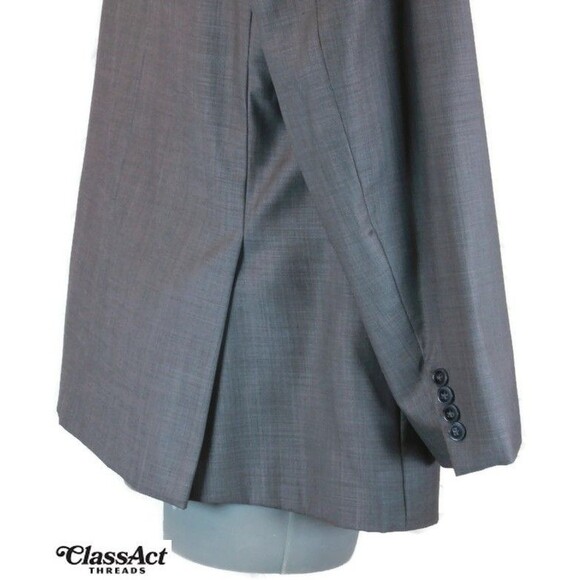 Calvin Klein Slim Fit 2 Piece Suit Mens Gray 2 Button Wool 48R Flat Fronts 40" W - Picture 6 of 12